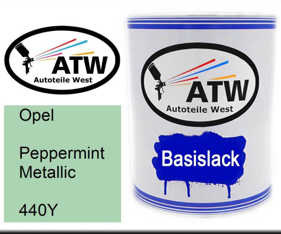 Opel, Peppermint Metallic, 440Y: 1L Lackdose, von ATW Autoteile West.